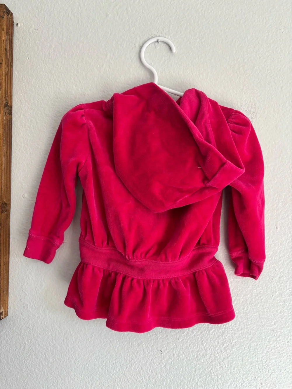 Ralph Lauren Baby Girls Size 12 Month Velour Zip Up Sweatshirt Hot Pink Peplum